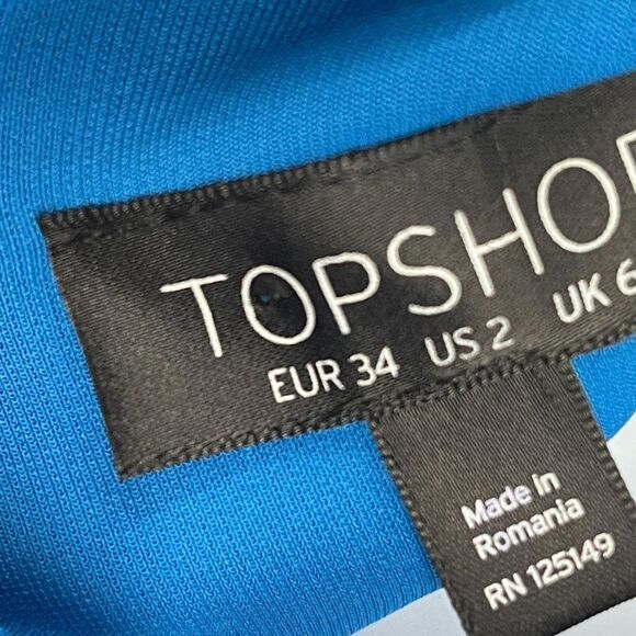 TOPSHOP Scallop Cutout Sleeveless Jersey Bodycon Mini Bodycon Dress Blue 2 - Picture 7 of 8